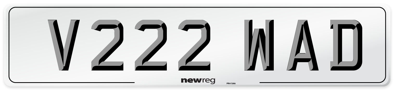 V222 WAD Number Plate from New Reg